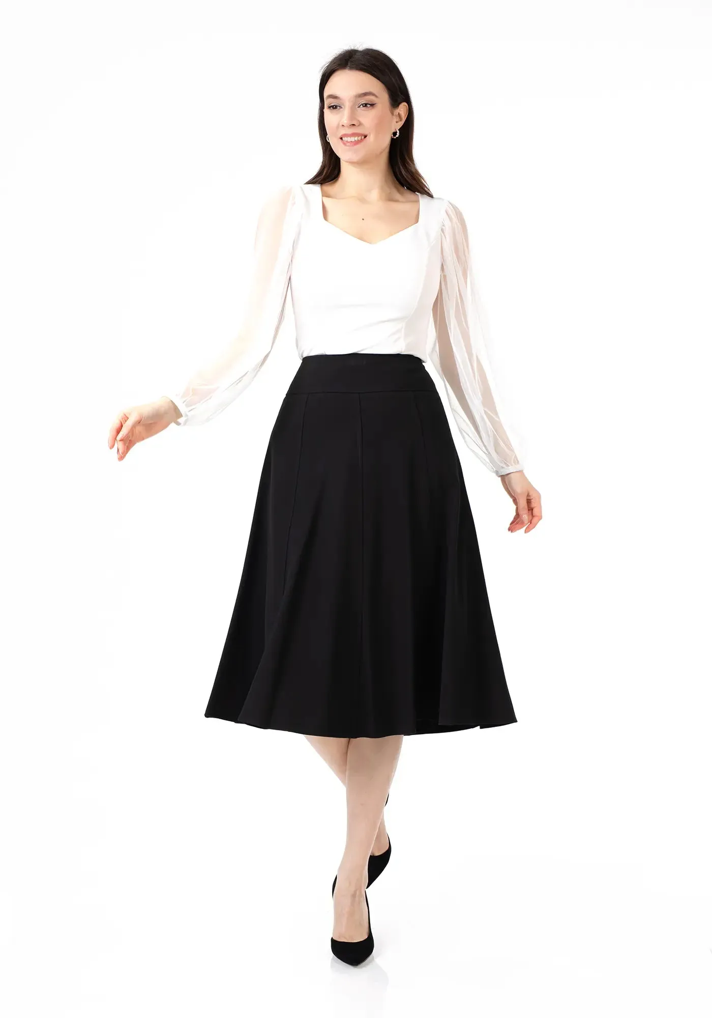 Eight Gore Calf Length Midi Skirt for Every Occasion