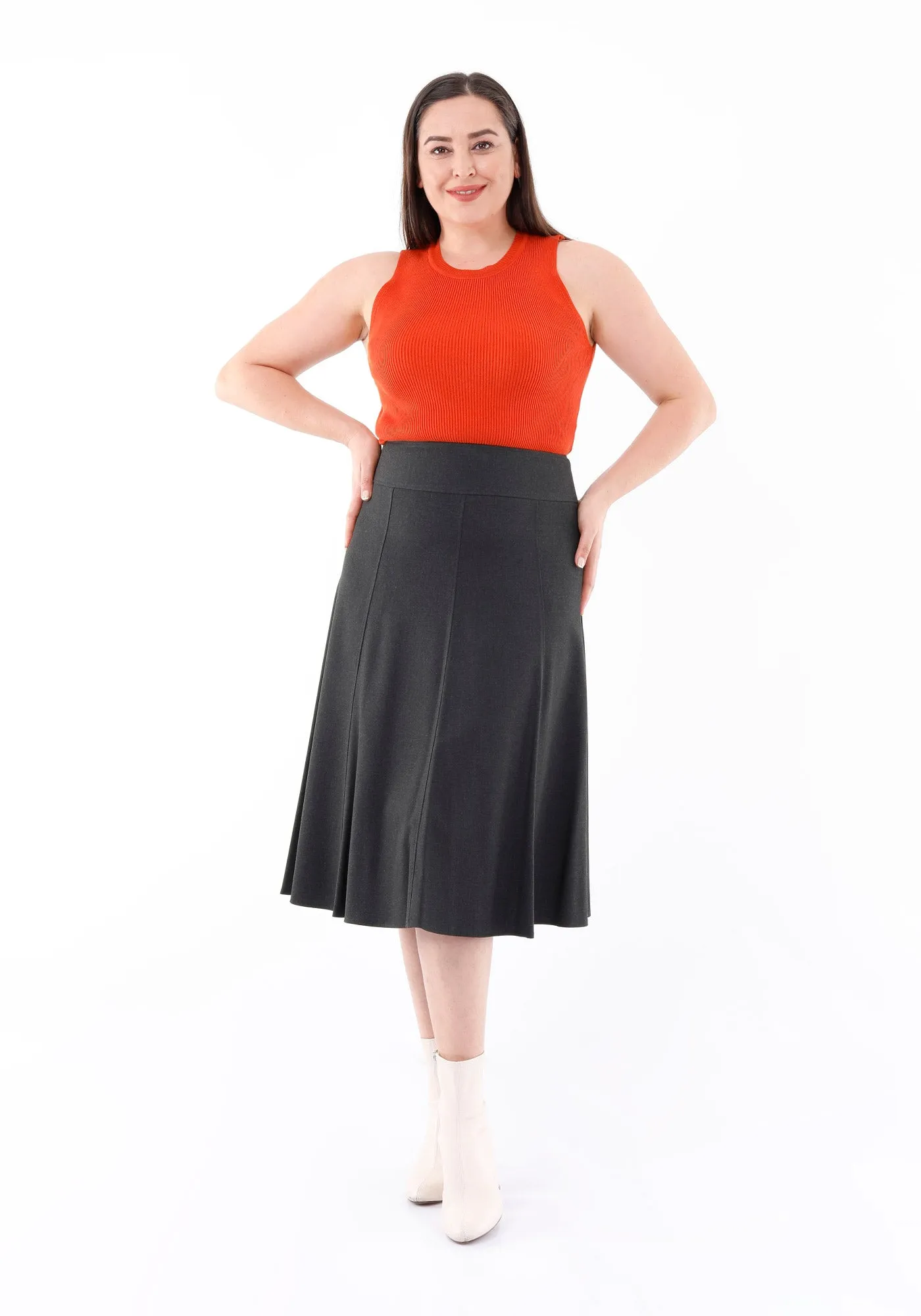 Eight Gore Calf Length Midi Skirt for Every Occasion