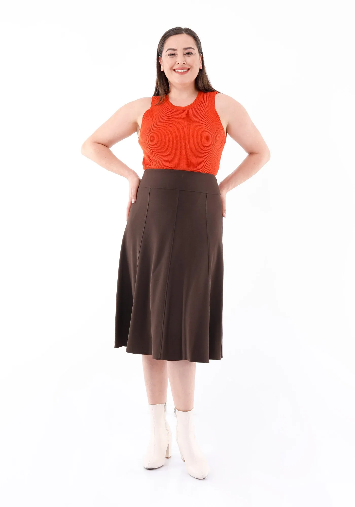 Eight Gore Calf Length Midi Skirt for Every Occasion