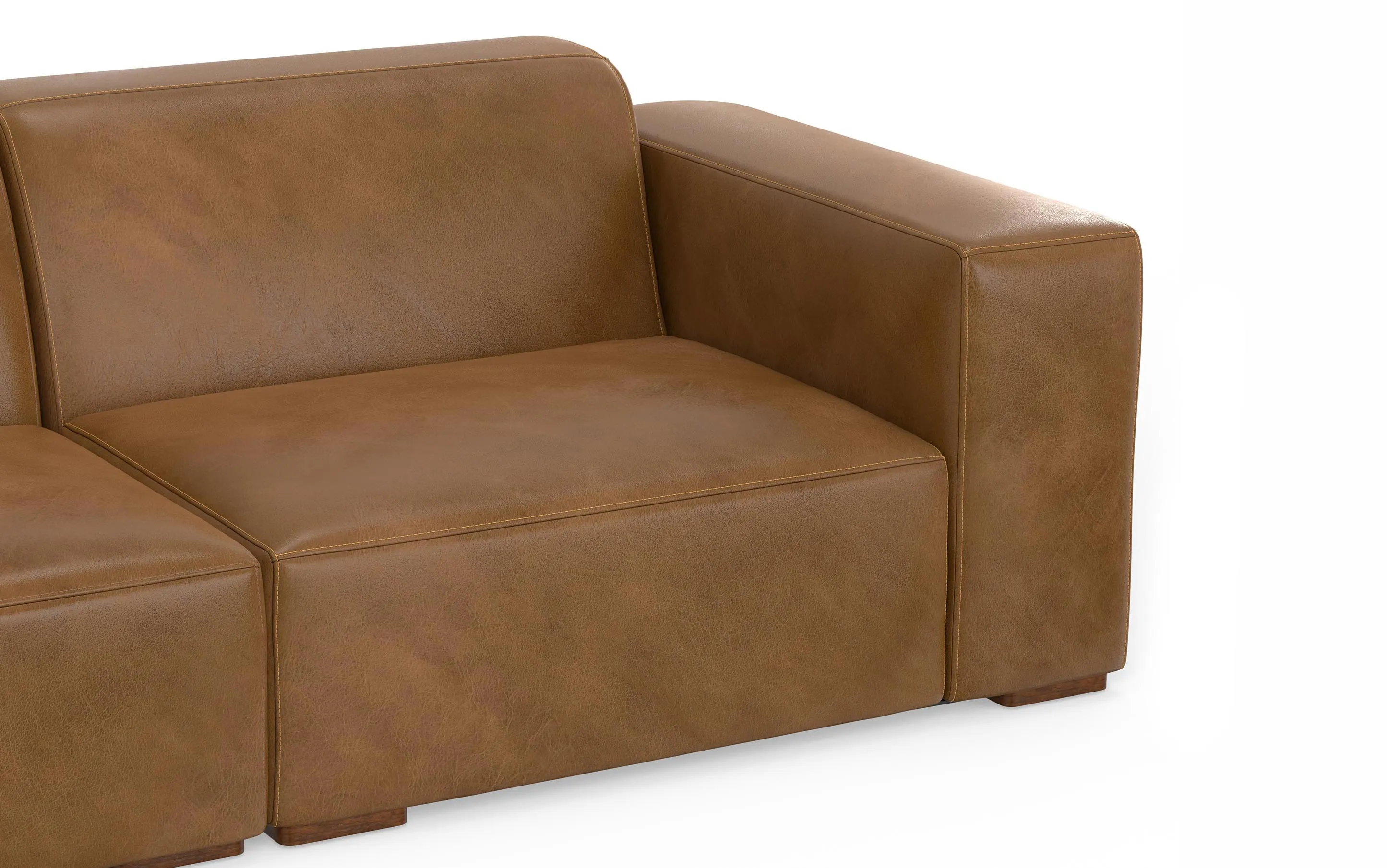 Rex Left Sectional and Ottoman in Genuine Leather