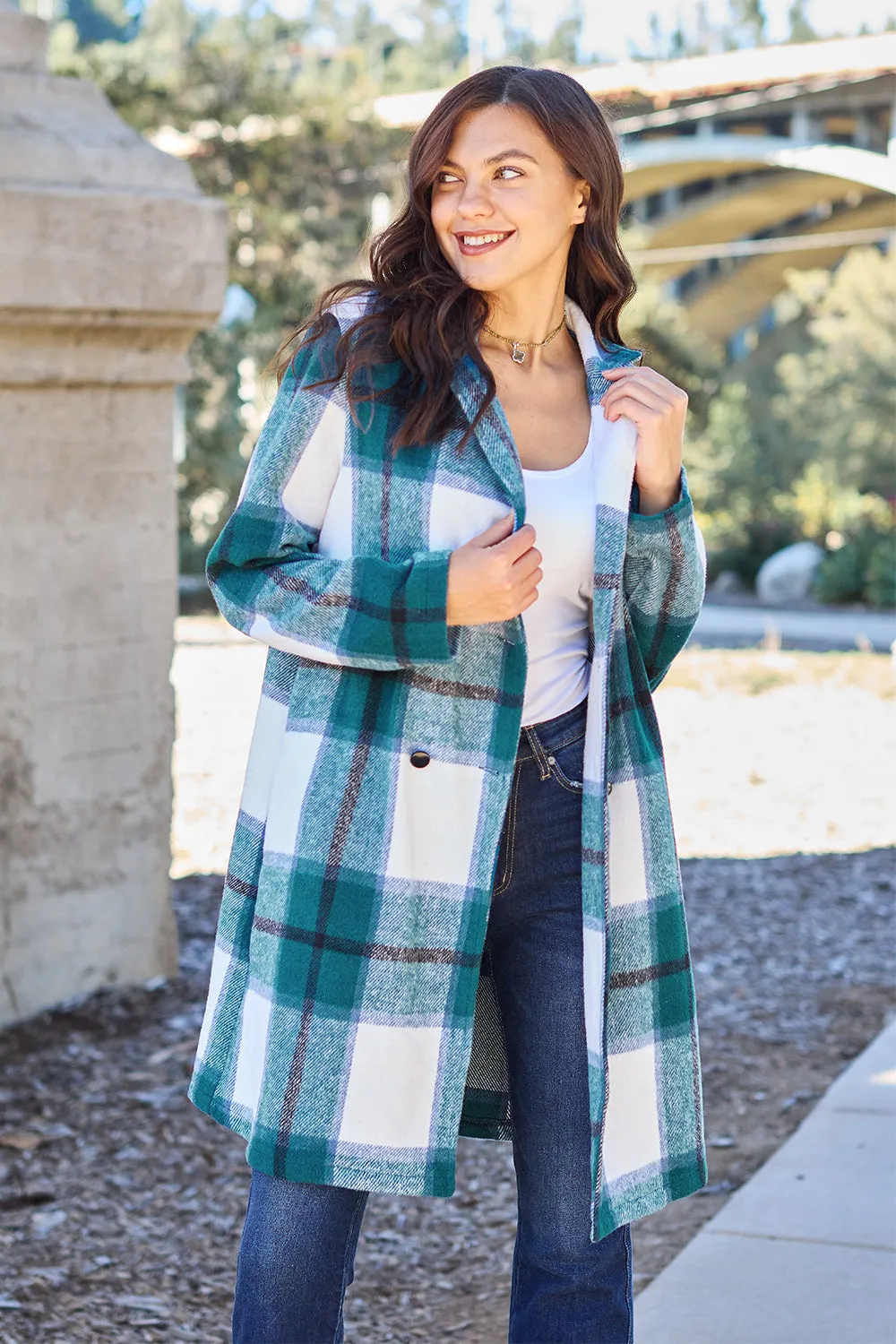 Sarah Plaid Button Up Lapel Collar Coat