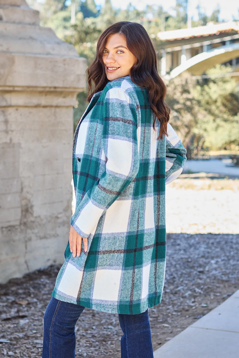 Sarah Plaid Button Up Lapel Collar Coat