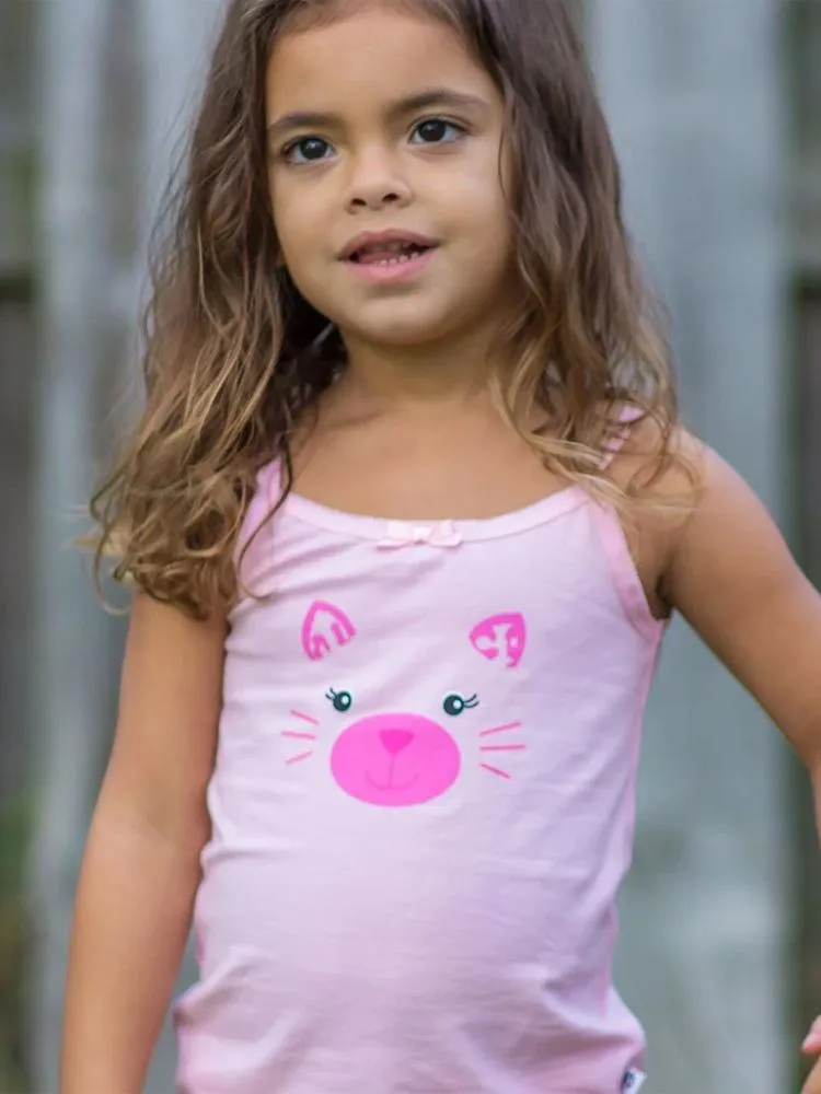 Zoocchini - Girls Organic Cami Underwear Set - Kallie the Kitten - Pink/Leopard Print 2 to 6 Y